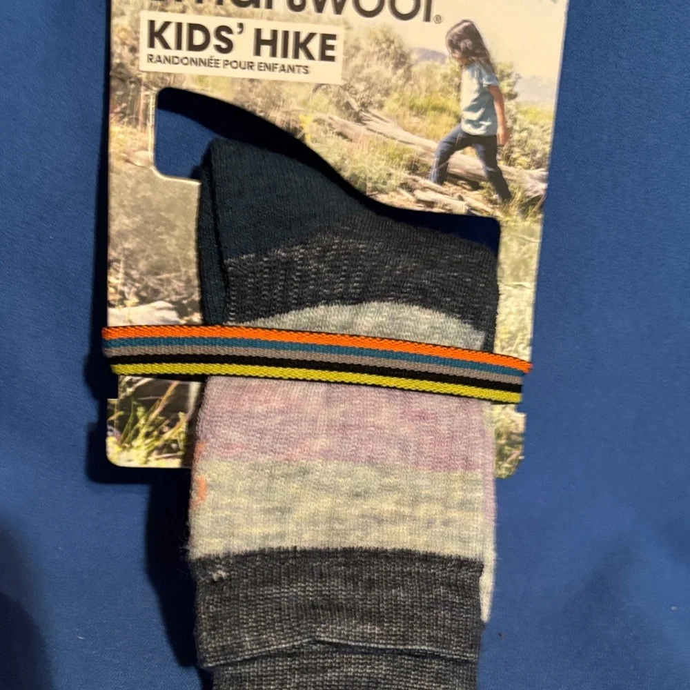 Smartwool Kids' Hike Socks - Black, Gray, Pink, Yellow Stripes